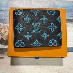 Louis Vuitton Black and Teal Monogram Wallet